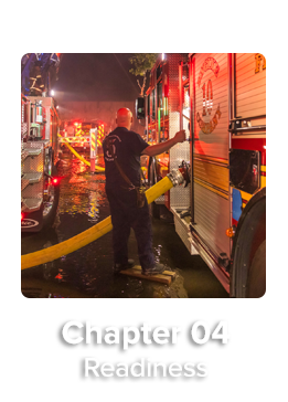 Chapter Select Readiness Unhovered Firefighter preparing a fire truck: Readiness