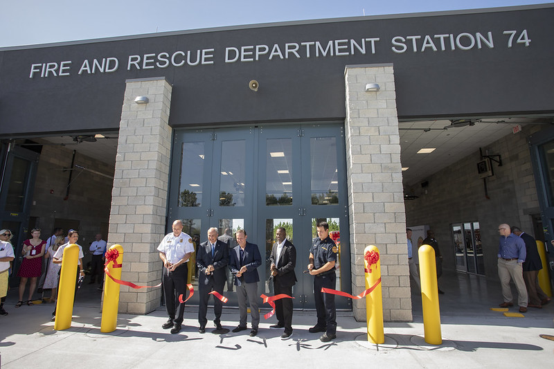 Ribbon cutting at the new fire station in E-Town